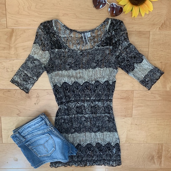 BKE Tops - BKE sheer lace blouse